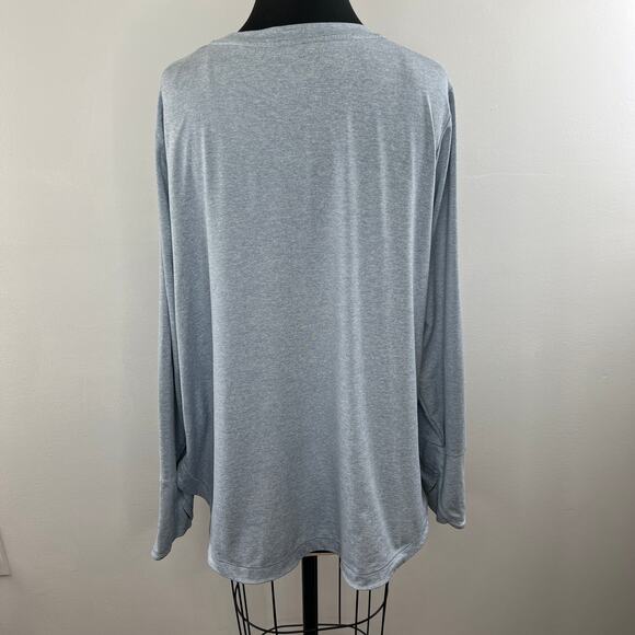 ATHLETA Blue Gray Star Crewneck Long Sleeve Thumb Hole Utempo Pullover Top 2X - Picture 3 of 6